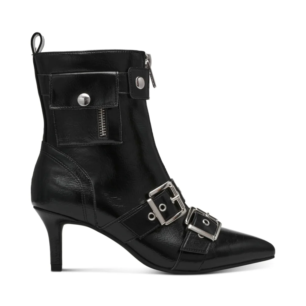 Wild Pair Women's Size 8 Black Moonbeam Buckle, Zip & Snap Booties NIB - Picture 2 of 14